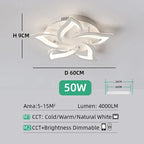 Smart Flower Shape LED Ceiling Lamp Modern LED Ceiling Light with Remote Control Dimmable Living Dining Room Bedroom Chandelier