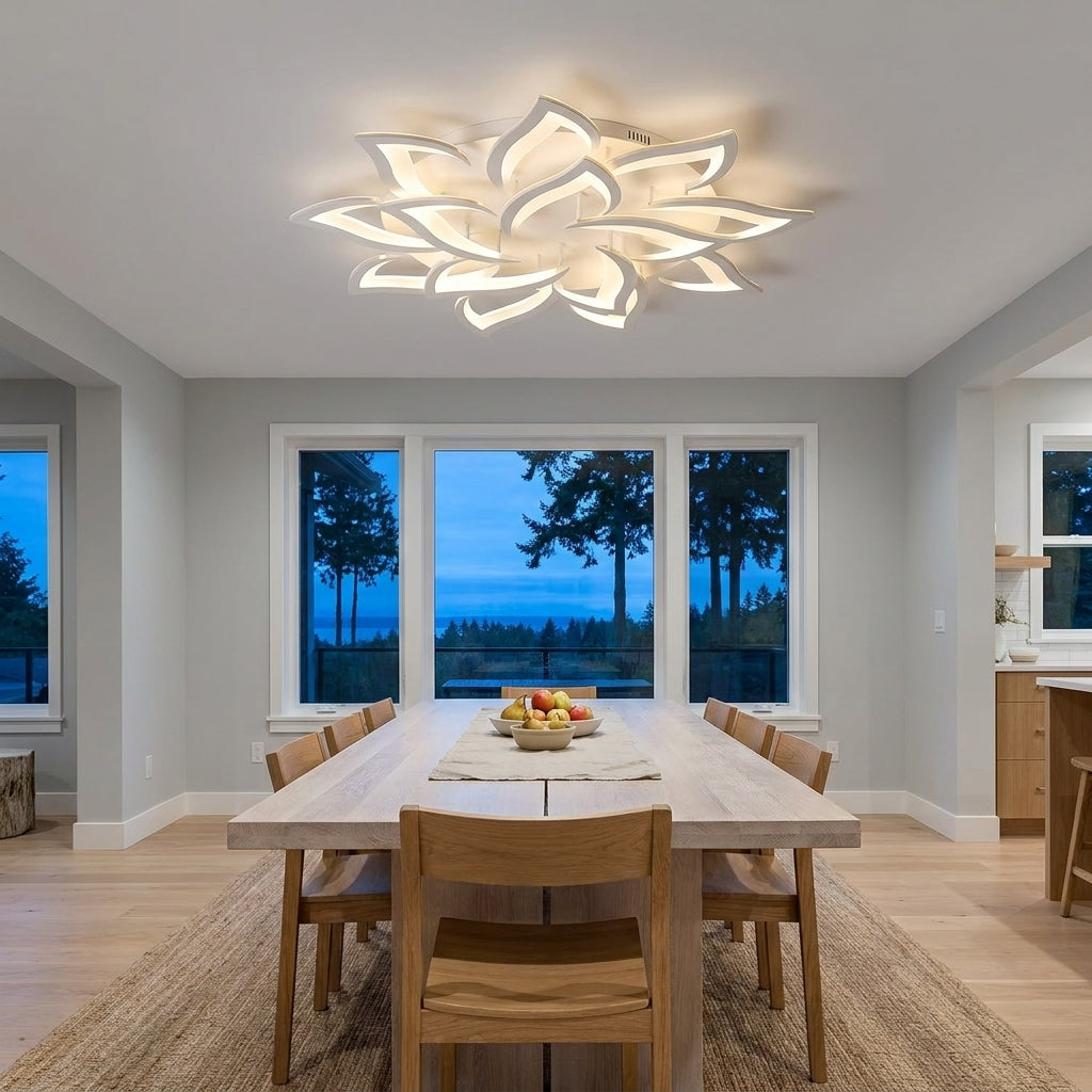 Loto petal-form LED semi-flush ceiling light