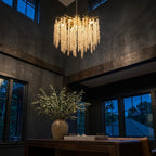 Aura round K9 crystal chandelier on a gold frame