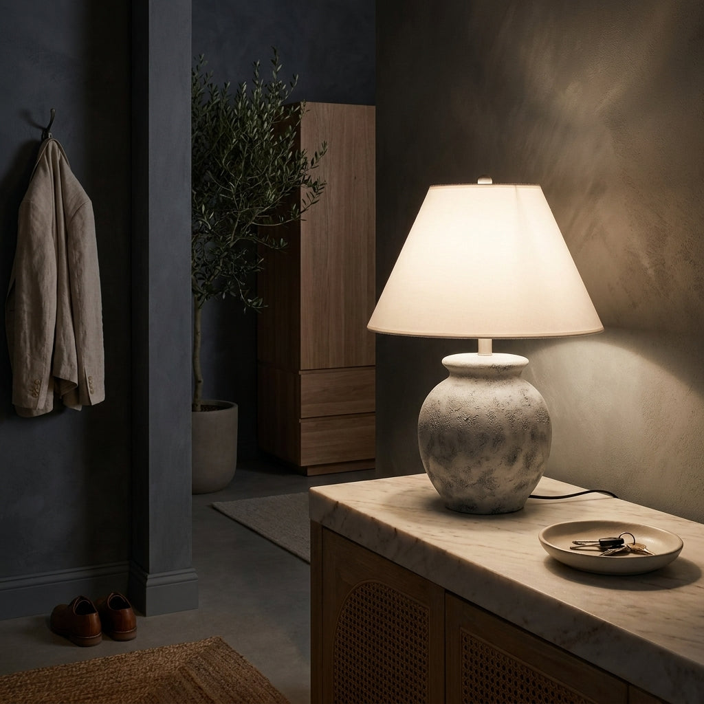 Sola beige glass bedside table lamp