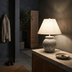 Sola beige glass bedside table lamp