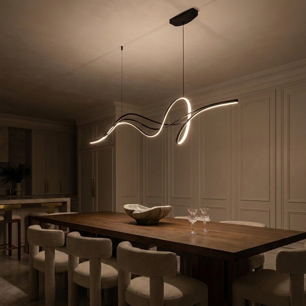Riva wave-form linear LED pendant light