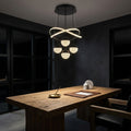 Sera LED ring chandelier with hanging textured shades