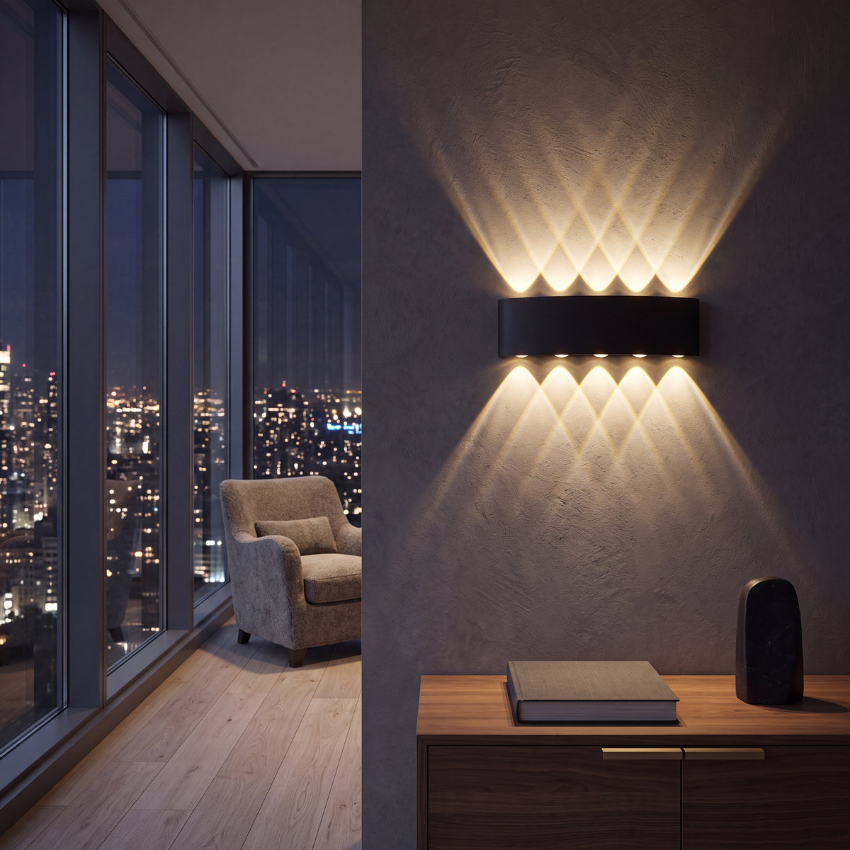 Vane up and down LED wall light