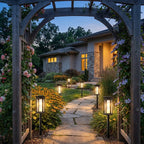Borgo solar path light, four-sided lantern on an adjustable stake