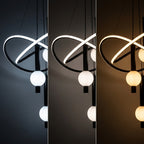 Scala pendant light shown in three colour temperatures