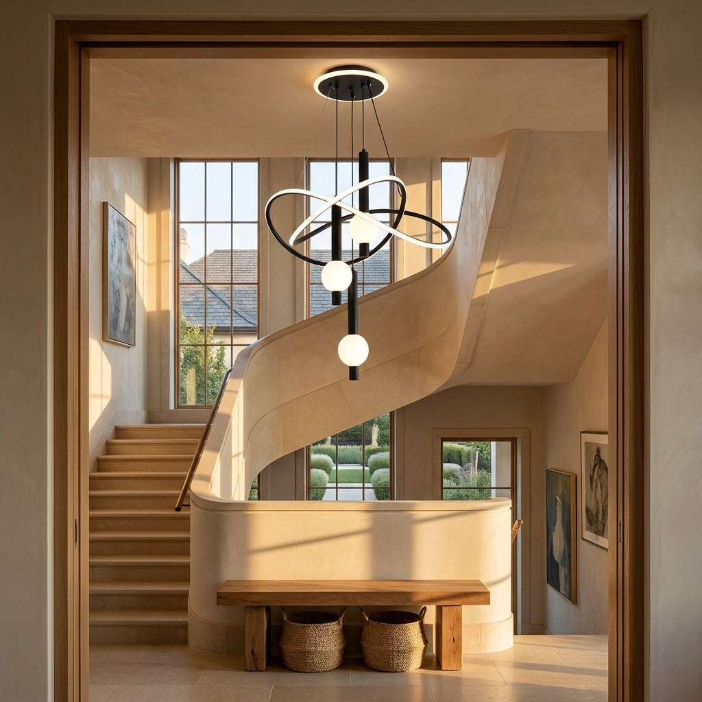 Scala pendant light hanging in a stairwell