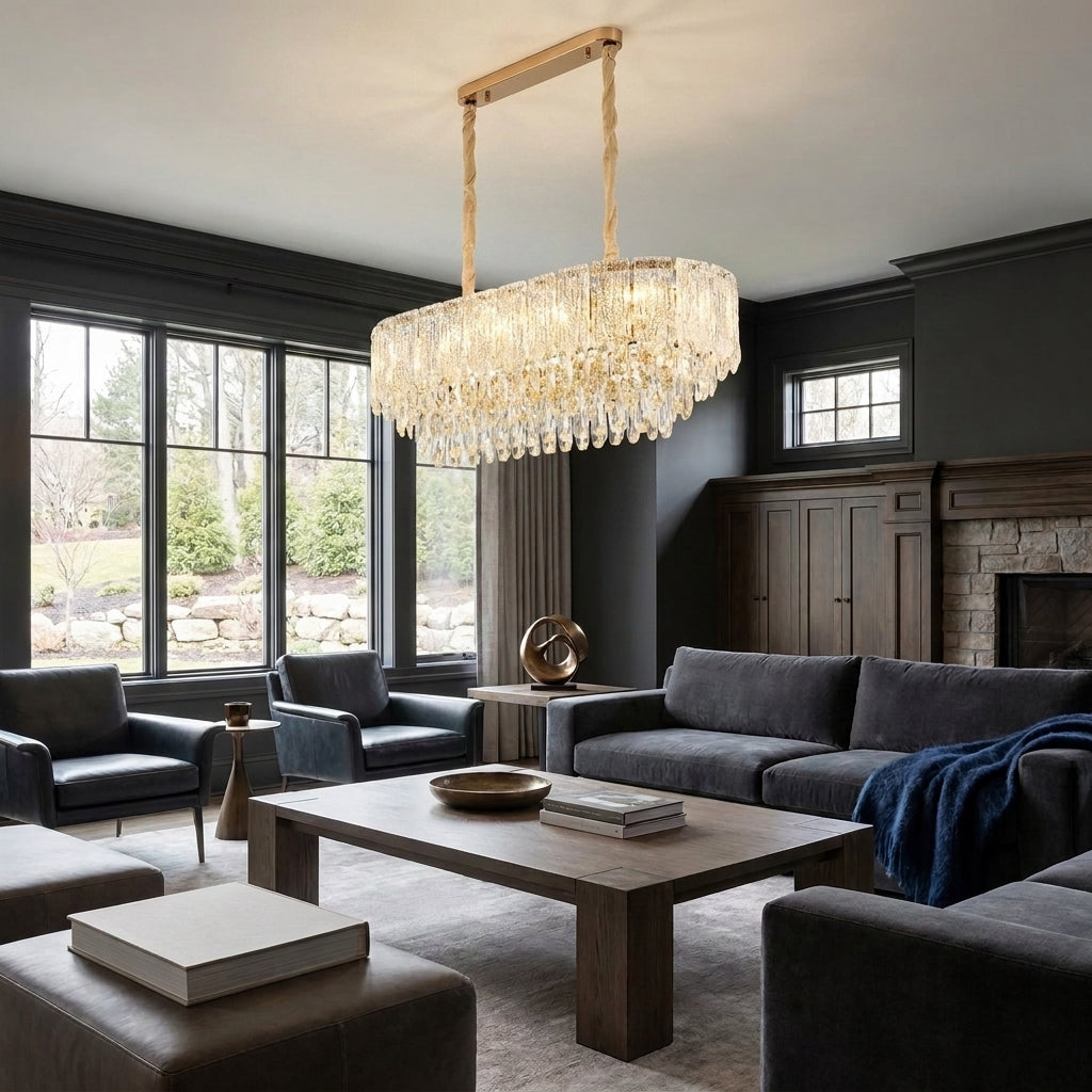 Vela broad crystal chandelier