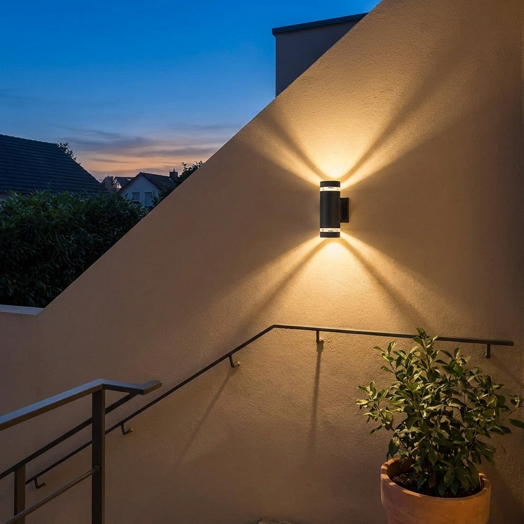 Faro outdoor wall light on an exterior house wall