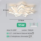 Smart Flower Shape LED Ceiling Lamp Modern LED Ceiling Light with Remote Control Dimmable Living Dining Room Bedroom Chandelier